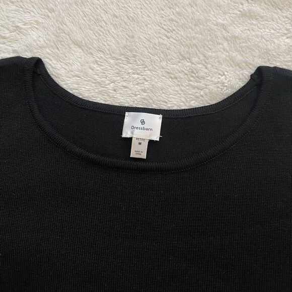 Dressbarn Womens Knitted Sweater Dress Size PM M Petite Black Ruffle Sleeve - Picture 4 of 9